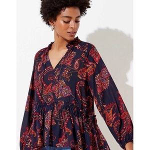 LOFT Paisley Peplum Blouse